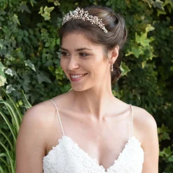 Ivory & Co Pearl Hair Accessories | Rose Gold Hair Accessories*Ivory and Co Rosalynd Rose Gold Flowers and Leaves Bridal Tiara