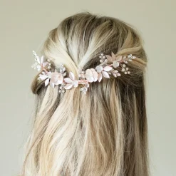 Ivory & Co Pearl Hair Accessories | Rose Gold Hair Accessories*Ivory and Co Rose Gold Bloom Crystal and Pearl Floral Crescent Clip