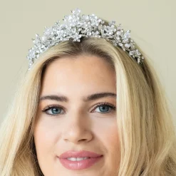 Ivory & Co Crystal Hair Accessories | Silver Hair Accessories*Ivory and Co Samira Crystal and Pearl Floral Bridal Tiara Ivory/ Silver