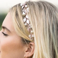 Ivory & Co Pearl Hair Accessories | Rose Gold Hair Accessories*Ivory and Co Skylark Rose Gold Leaves and Pearl Hair Vine