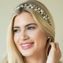 Ivory & Co Pearl Hair Accessories | Silver Hair Accessories*Ivory and Co Skylark Silver Leaves and Pearl Hair Vine
