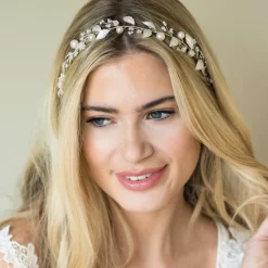 Ivory & Co Pearl Hair Accessories | Silver Hair Accessories*Ivory and Co Skylark Silver Leaves and Pearl Hair Vine