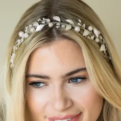 Ivory & Co Pearl Hair Accessories | Silver Hair Accessories*Ivory and Co Skylark Silver Leaves and Pearl Hair Vine