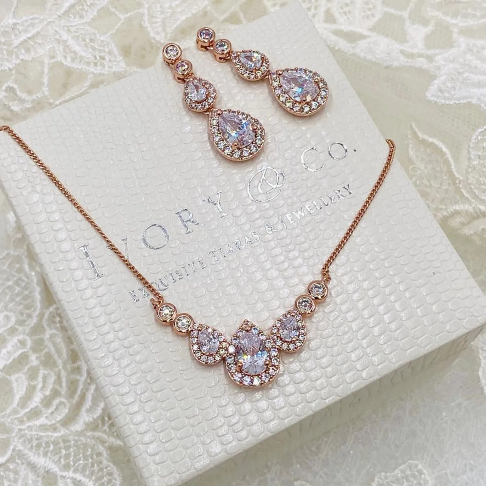 Ivory & Co Bridesmaid Gifts | Bride Gifts*Ivory and Co Sorbonne Rose Gold Bridal Jewellery Set
