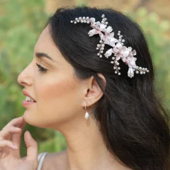 Ivory & Co Pearl Hair Accessories | Rose Gold Hair Accessories*Ivory and Co Spring Dream Rose Gold Floral Pearl Hair Clip