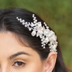 Ivory & Co Pearl Hair Accessories | Silver Hair Accessories*Ivory and Co Spring Dream Silver Floral Pearl Hair Clip