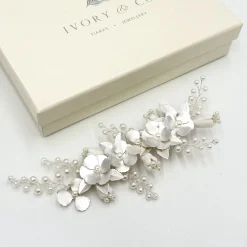 Ivory & Co Pearl Hair Accessories | Silver Hair Accessories*Ivory and Co Spring Dream Silver Floral Pearl Hair Clip