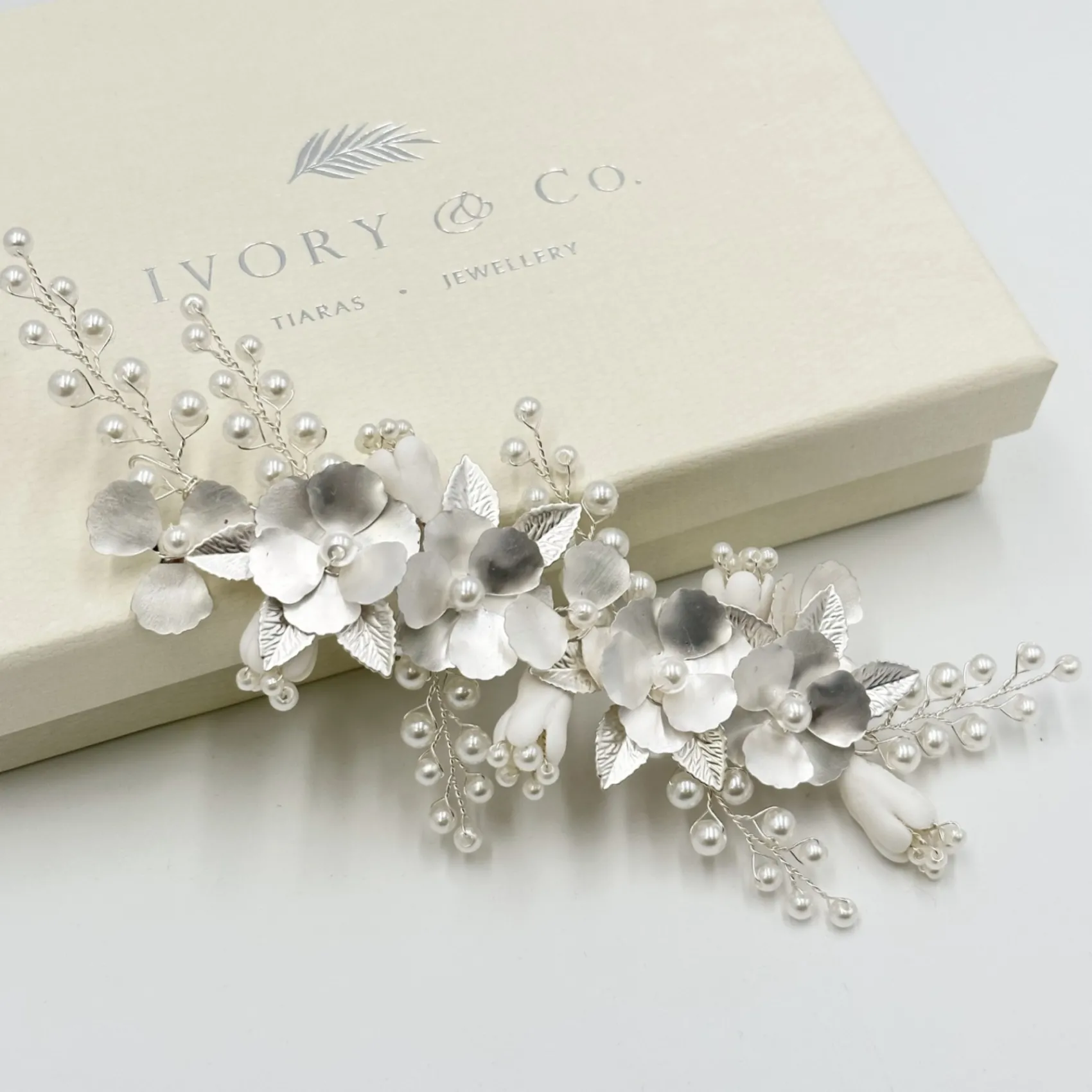 Ivory & Co Pearl Hair Accessories | Silver Hair Accessories*Ivory and Co Spring Dream Silver Floral Pearl Hair Clip