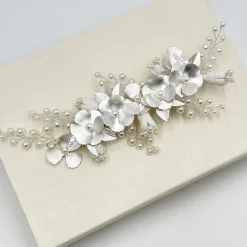 Ivory & Co Pearl Hair Accessories | Silver Hair Accessories*Ivory and Co Spring Dream Silver Floral Pearl Hair Clip