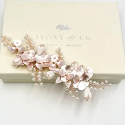 Ivory & Co Pearl Hair Accessories | Rose Gold Hair Accessories*Ivory and Co Spring Dream Rose Gold Floral Pearl Hair Clip
