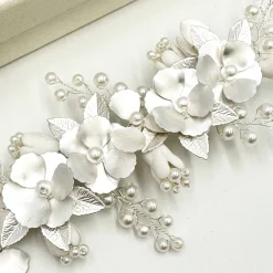Ivory & Co Pearl Hair Accessories | Silver Hair Accessories*Ivory and Co Spring Dream Silver Floral Pearl Hair Clip