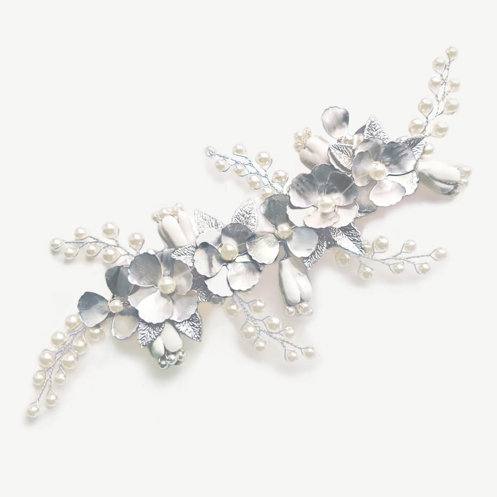 Ivory & Co Pearl Hair Accessories | Silver Hair Accessories*Ivory and Co Spring Dream Silver Floral Pearl Hair Clip