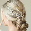 Ivory & Co Pearl Hair Accessories | Silver Hair Accessories*Ivory and Co Summer Breeze Silver Enamelled Leaf and Pearl Sprig Clip