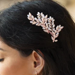 Ivory & Co Pearl Hair Accessories | Rose Gold Hair Accessories*Ivory and Co Summer Glow Rose Gold Leafy Hair Comb