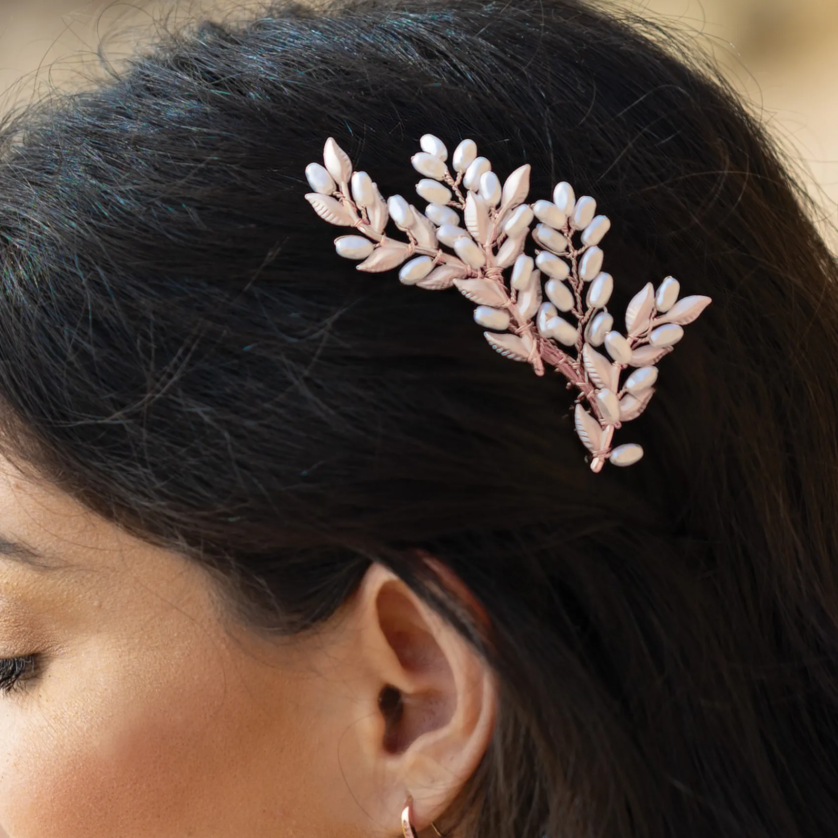 Ivory & Co Pearl Hair Accessories | Rose Gold Hair Accessories*Ivory and Co Summer Glow Rose Gold Leafy Hair Comb