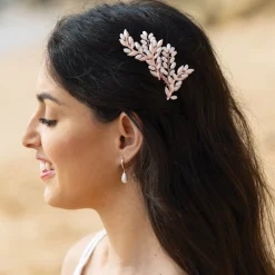 Ivory & Co Pearl Hair Accessories | Rose Gold Hair Accessories*Ivory and Co Summer Glow Rose Gold Leafy Hair Comb