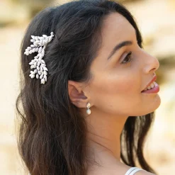 Ivory & Co Pearl Hair Accessories | Silver Hair Accessories*Ivory and Co Summer Glow Silver Leafy Hair Comb