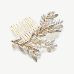 Ivory & Co Pearl Hair Accessories | Gold Hair Accessories*Ivory and Co Summer Glow Gold Leafy Hair Comb