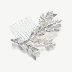 Ivory & Co Pearl Hair Accessories | Silver Hair Accessories*Ivory and Co Summer Glow Silver Leafy Hair Comb