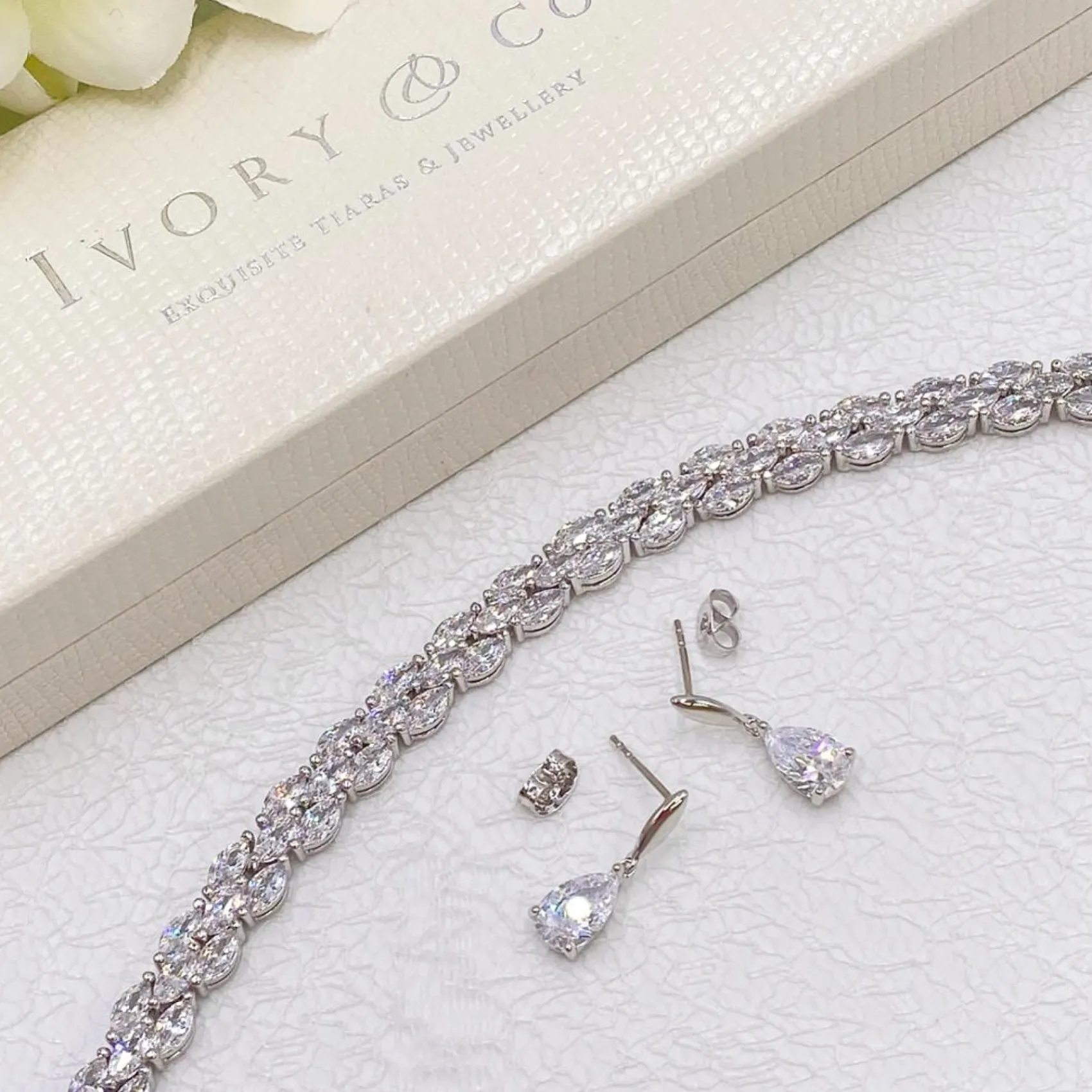 Ivory & Co Silver Prom Jewellery | Prom Earrings*Ivory and Co Vanderbilt Teardrop Crystal Wedding Earrings