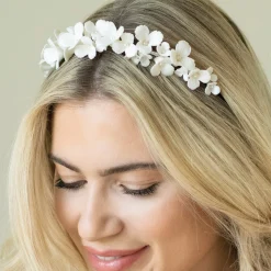 Ivory & Co Silver Hair Accessories | Wedding Headpieces*Ivory and Co Wildflower Ceramic and Pearl Floral Wedding Headpiece Ivory/ Silver