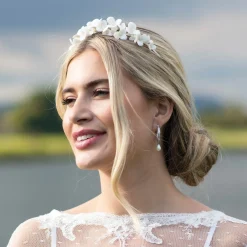 Ivory & Co Silver Hair Accessories | Wedding Headpieces*Ivory and Co Wildflower Ceramic and Pearl Floral Wedding Headpiece Ivory/ Silver