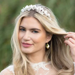 Ivory & Co Silver Hair Accessories | Wedding Headpieces*Ivory and Co Wildflower Ceramic and Pearl Floral Wedding Headpiece Ivory/ Silver