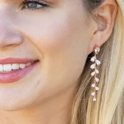 Ivory & Co Prom Earrings | Crystal Jewellery*Ivory and Co Willow Rose Gold Long Trailing Crystal Vine Earrings
