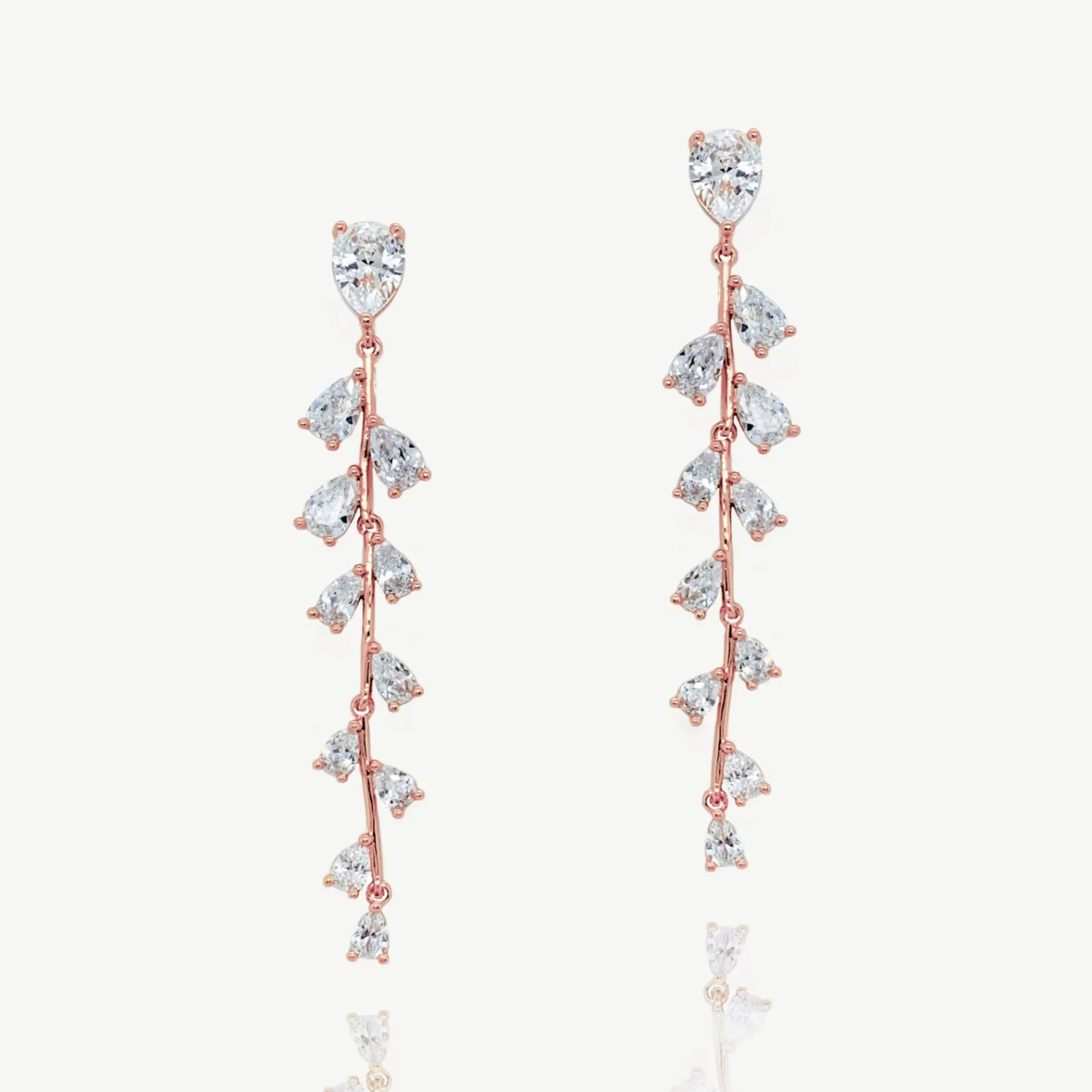 Ivory & Co Prom Earrings | Crystal Jewellery*Ivory and Co Willow Rose Gold Long Trailing Crystal Vine Earrings