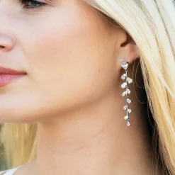 Ivory & Co Silver Prom Jewellery | Prom Earrings*Ivory and Co Willow Silver Long Trailing Crystal Vine Earrings