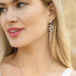 Ivory & Co Silver Prom Jewellery | Prom Earrings*Ivory and Co Willow Silver Long Trailing Crystal Vine Earrings