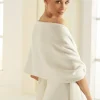 Bianco Evento Knitted Shawls | Wedding Capes & Wraps*Knitted Wedding Shawl | E339 | Ivory