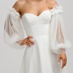 Poirier Wedding Dress Sleeves*Plisse Tulle Puff Sleeves Ivory
