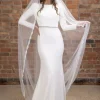 Perfect Bridal Single Tier Veils | Chapel Length & Cathedral Veils*Single Tier Cathedral Veil with Lace Leaf Embroidery Ivory