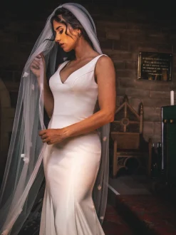 Perfect Bridal Single Tier Veils | Chapel Length & Cathedral Veils*Single Tier Heavily Embellished 3D Flower Cathedral Veil Ivory