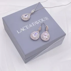 Lace & Favour Silver Prom Jewellery | Prom Jewellery Sets*Izzie Crystal Embellished Teardrop Bridal Jewellery Set