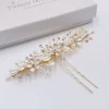Twilight Designs Pearl Hair Accessories | Gold Hair Accessories*Jen Gold Flowers and Leaves Hair Pin Ivory/ Gold