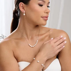 Lace & Favour Pearl Jewellery | Silver Wedding Jewellery*Kala Freshwater Pearl Bracelet Ivory/ Silver