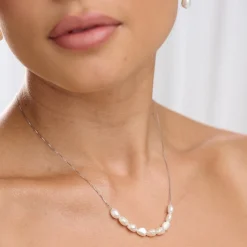 Lace & Favour Silver Wedding Jewellery | Pearl Jewellery*Kala Freshwater Pearl Necklace Ivory/ Silver