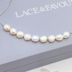Lace & Favour Silver Wedding Jewellery | Pearl Jewellery*Kala Freshwater Pearl Necklace Ivory/ Silver