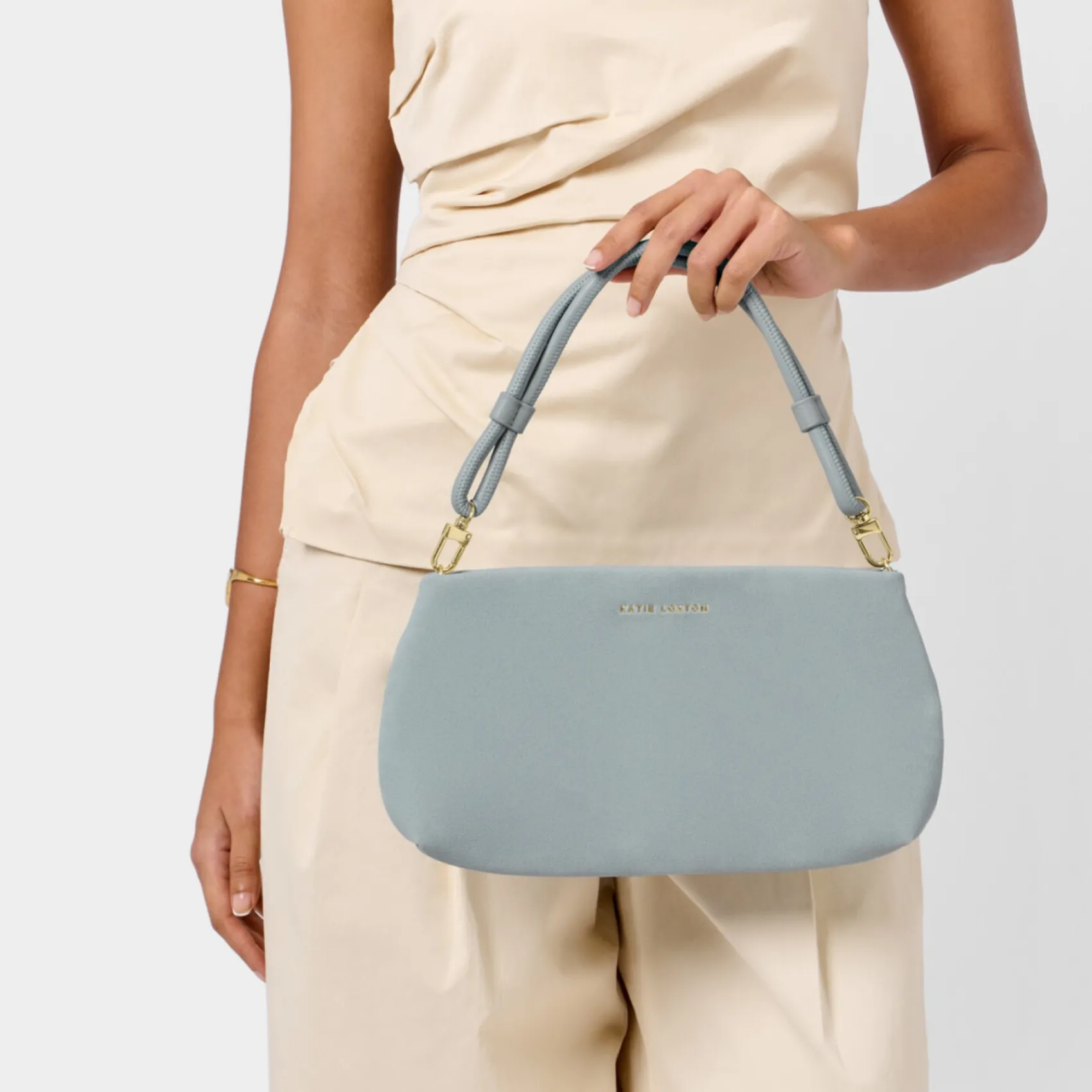 Katie Loxton Wedding Guest Bags | Wedding Handbags*Asha Suedette Wristlet Bag Blue Mist