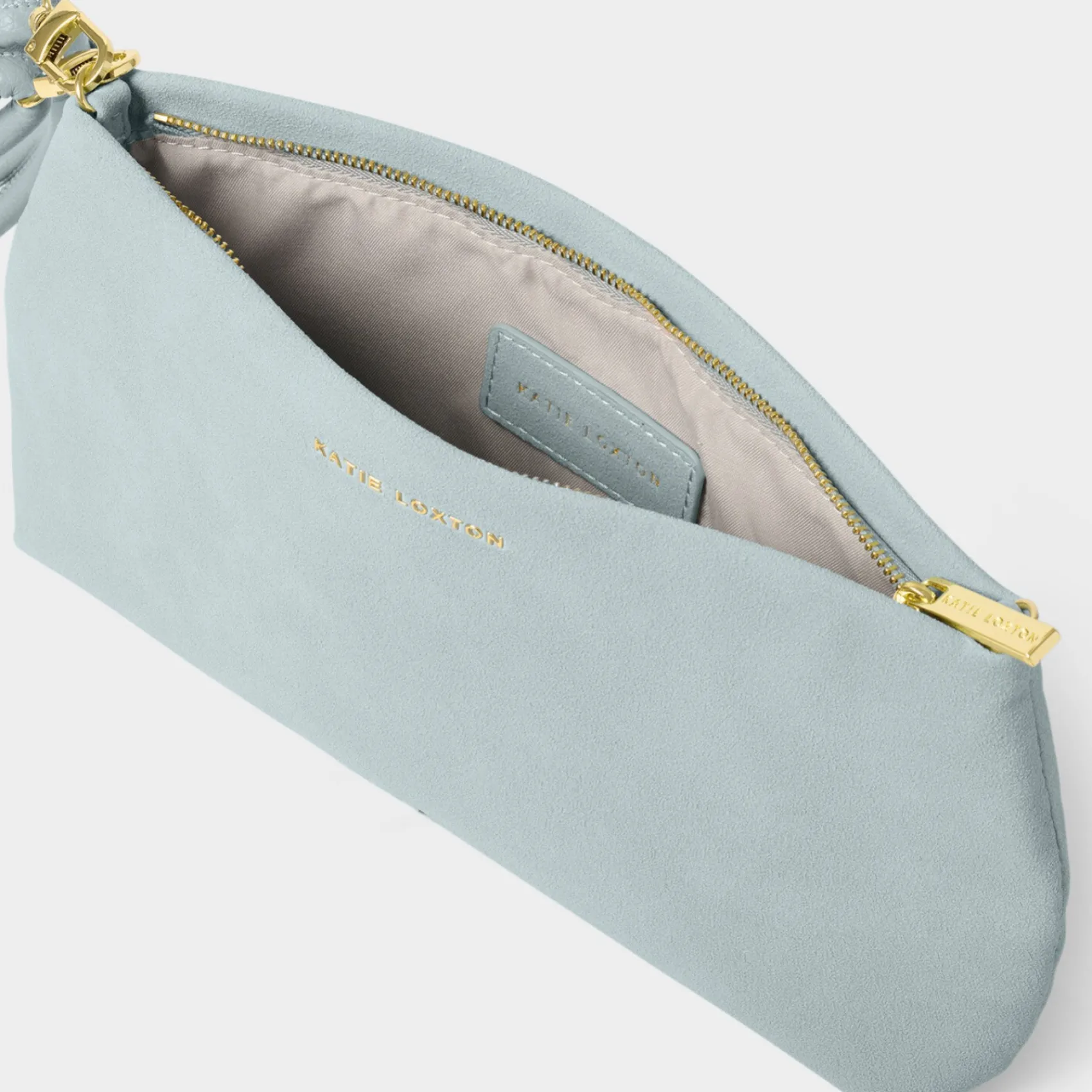 Katie Loxton Wedding Guest Bags | Wedding Handbags*Asha Suedette Wristlet Bag Blue Mist