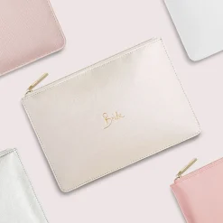 Katie Loxton Sentiment Pouches | Engagement Gifts*'Bride' Perfect Pouch Pearlescent White