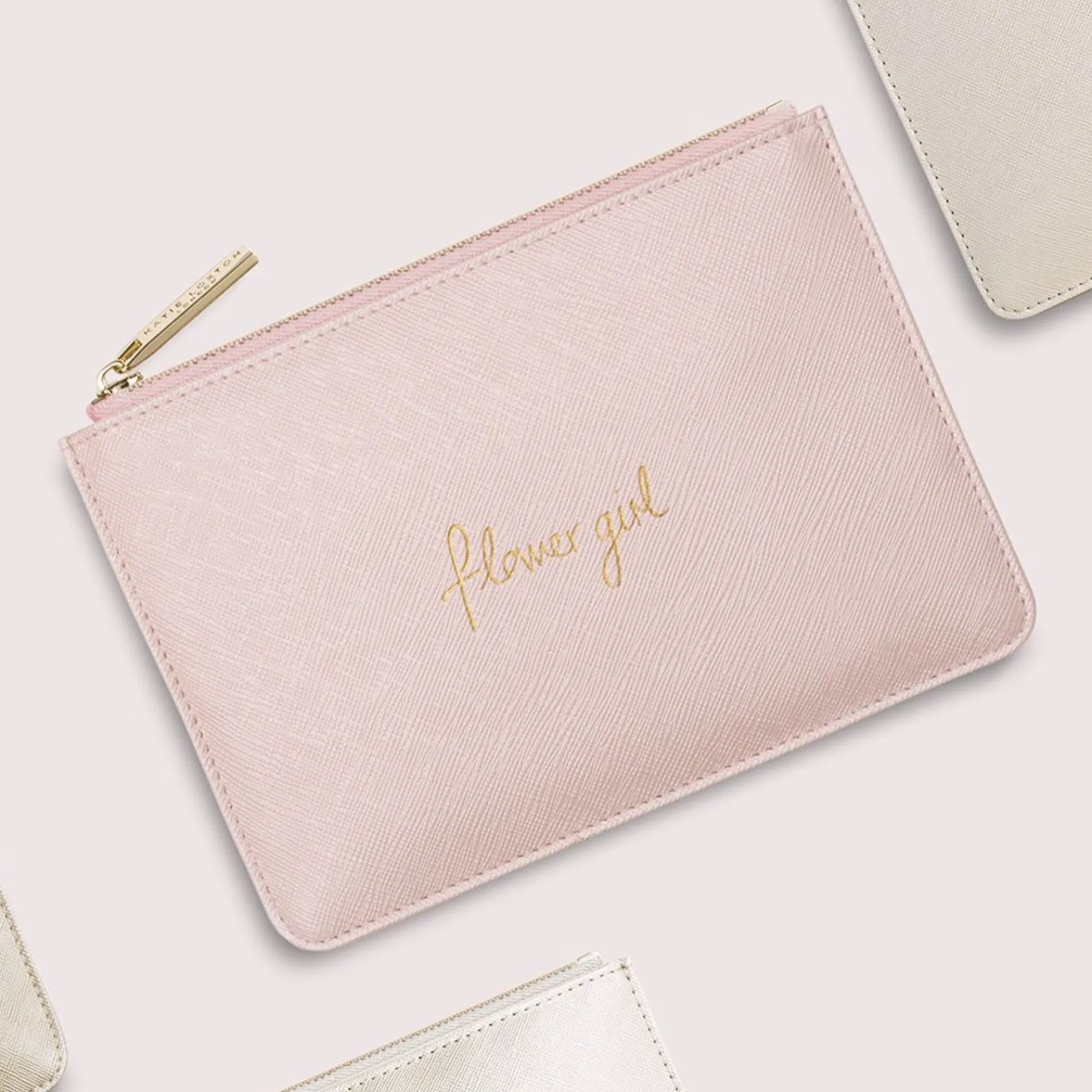 Katie Loxton Sentiment Pouches | Flower Girl Gifts*'Flower Girl' Mini Perfect Pouch Metallic Pink