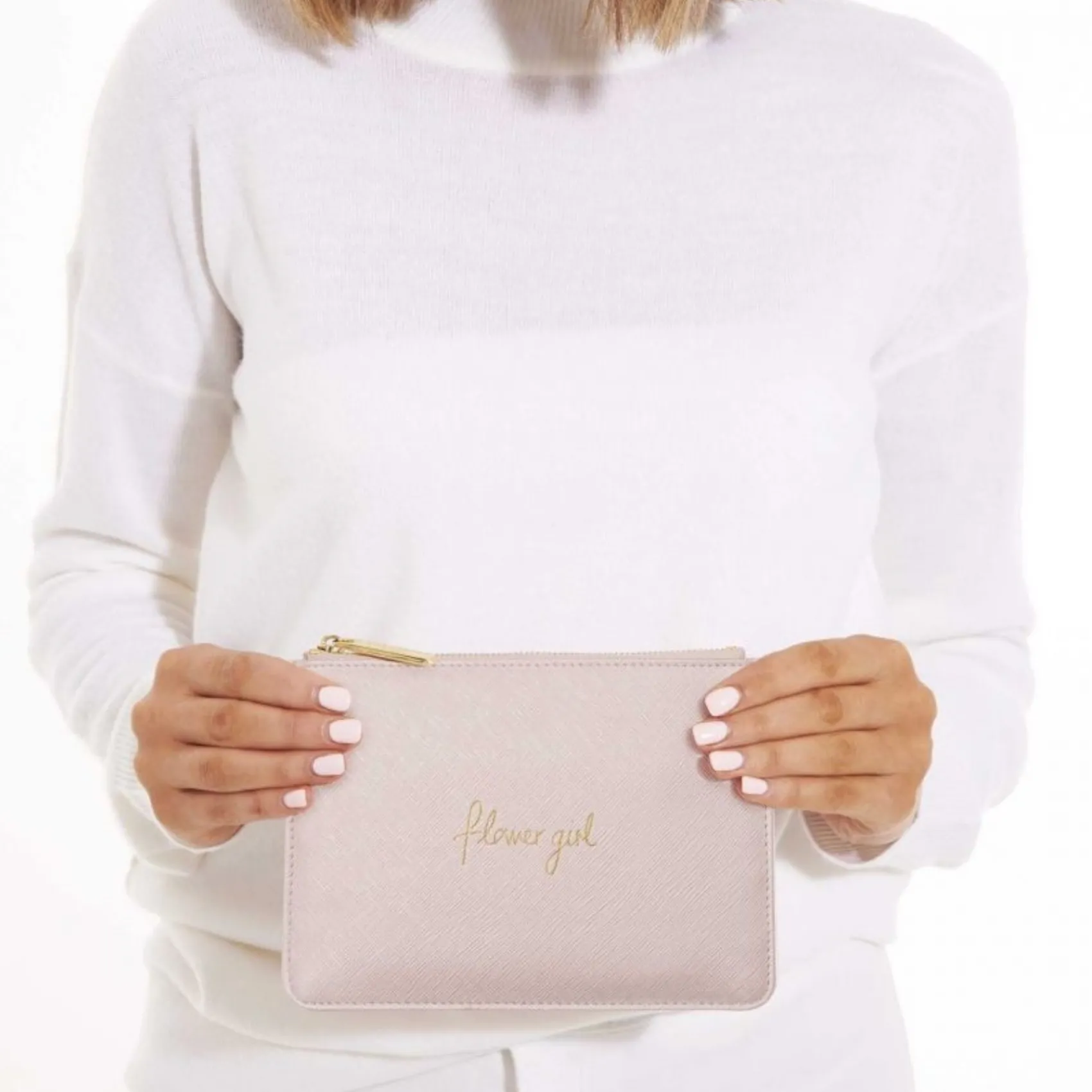 Katie Loxton Sentiment Pouches | Flower Girl Gifts*'Flower Girl' Mini Perfect Pouch Metallic Pink