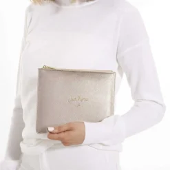 Katie Loxton Sentiment Pouches | Honeymoon Gifts*'Just Married' Metallic Perfect Pouch Gold