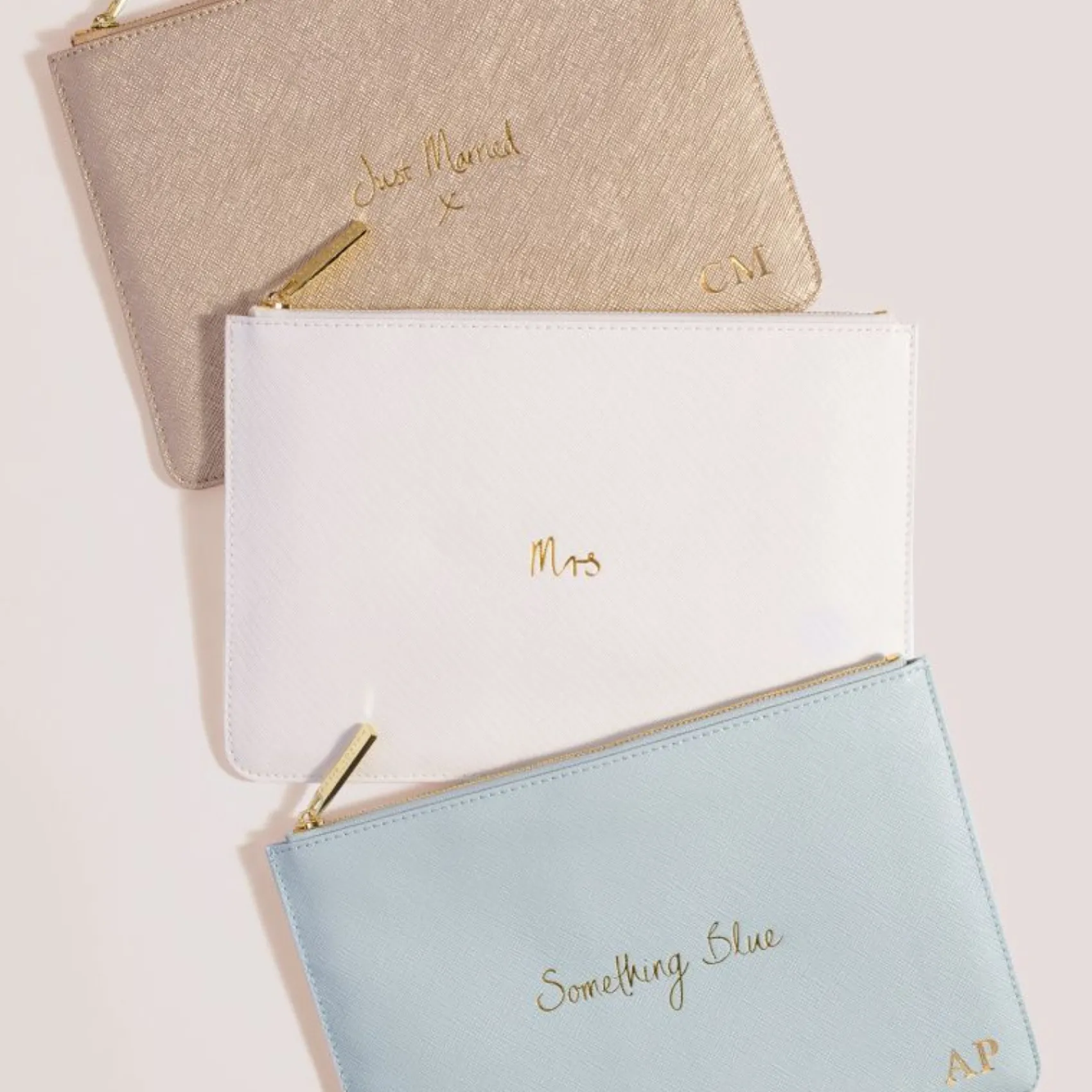 Katie Loxton Sentiment Pouches | Honeymoon Gifts*'Just Married' Metallic Perfect Pouch Gold