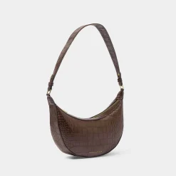 Katie Loxton Wedding Guest Bags*Marni Faux Croc Small Shoulder Bag Chocolate Brown