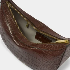 Katie Loxton Wedding Guest Bags*Marni Faux Croc Small Shoulder Bag Chocolate Brown