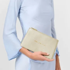 Katie Loxton Sentiment Pouches | Mother Of The Bride Gifts*'Mother of the Bride' Metallic Sentiment Pouch Gold